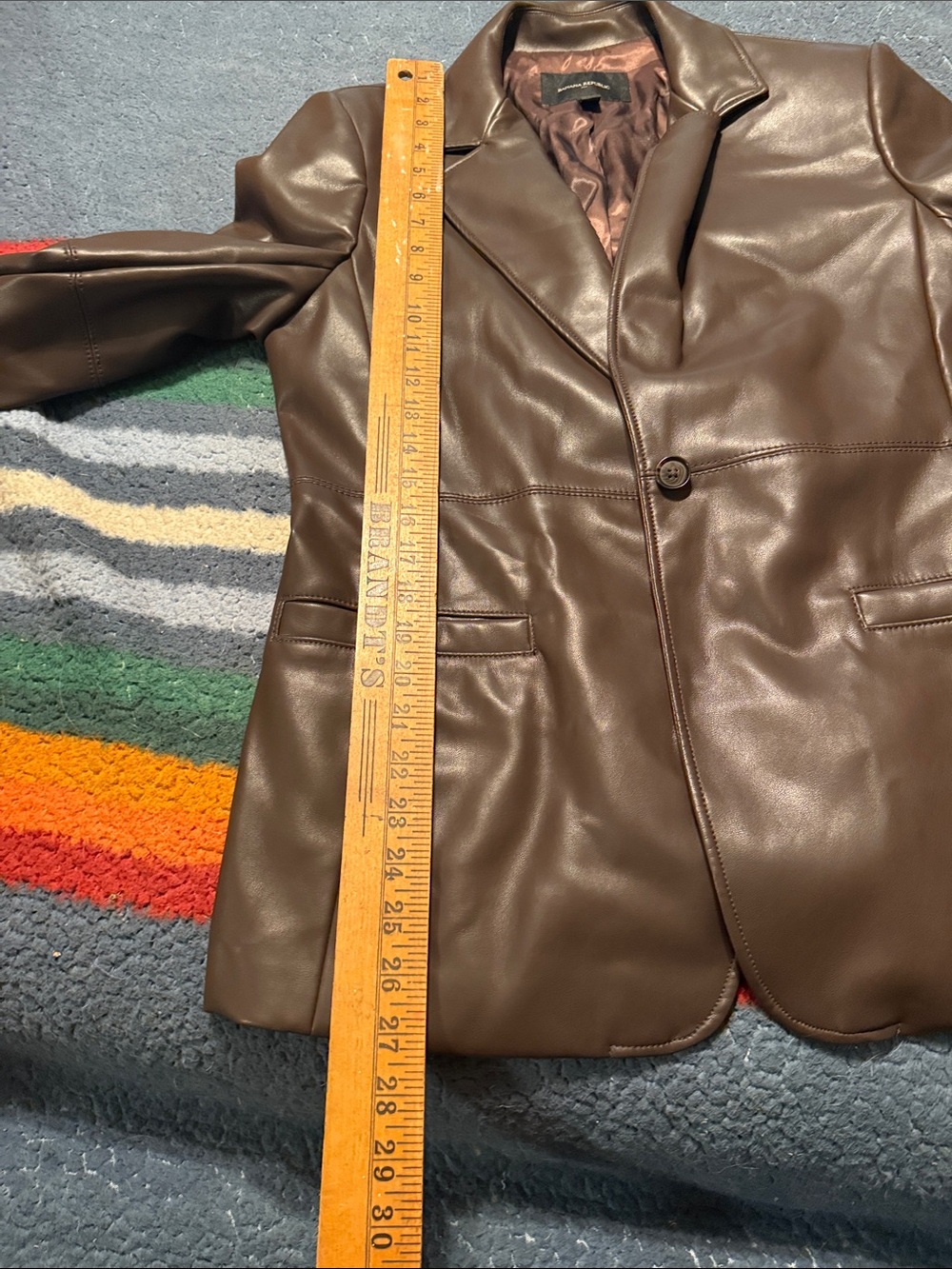 Banana Republic Dark Brown Leather Single-Button Blazer - Picture 11 of 13